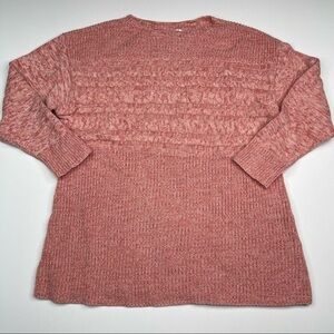 CJ Banks Sweater Knit Office Career Cotton Fall Winter Crew Neck Pink Peach New